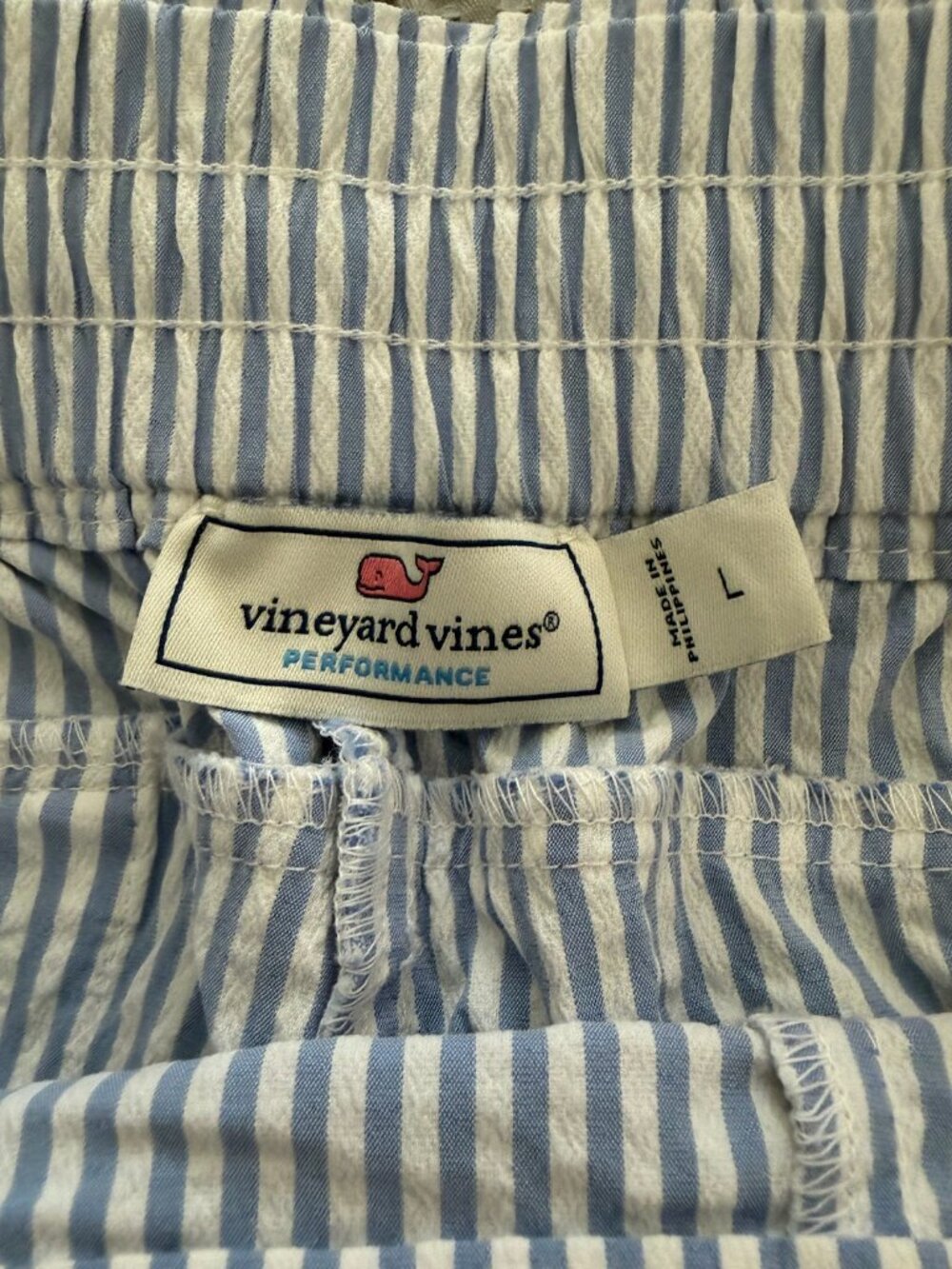 Vineyard Vines Blue White Seersucker Drawstring Shorts Women's - Picture 3 of 3